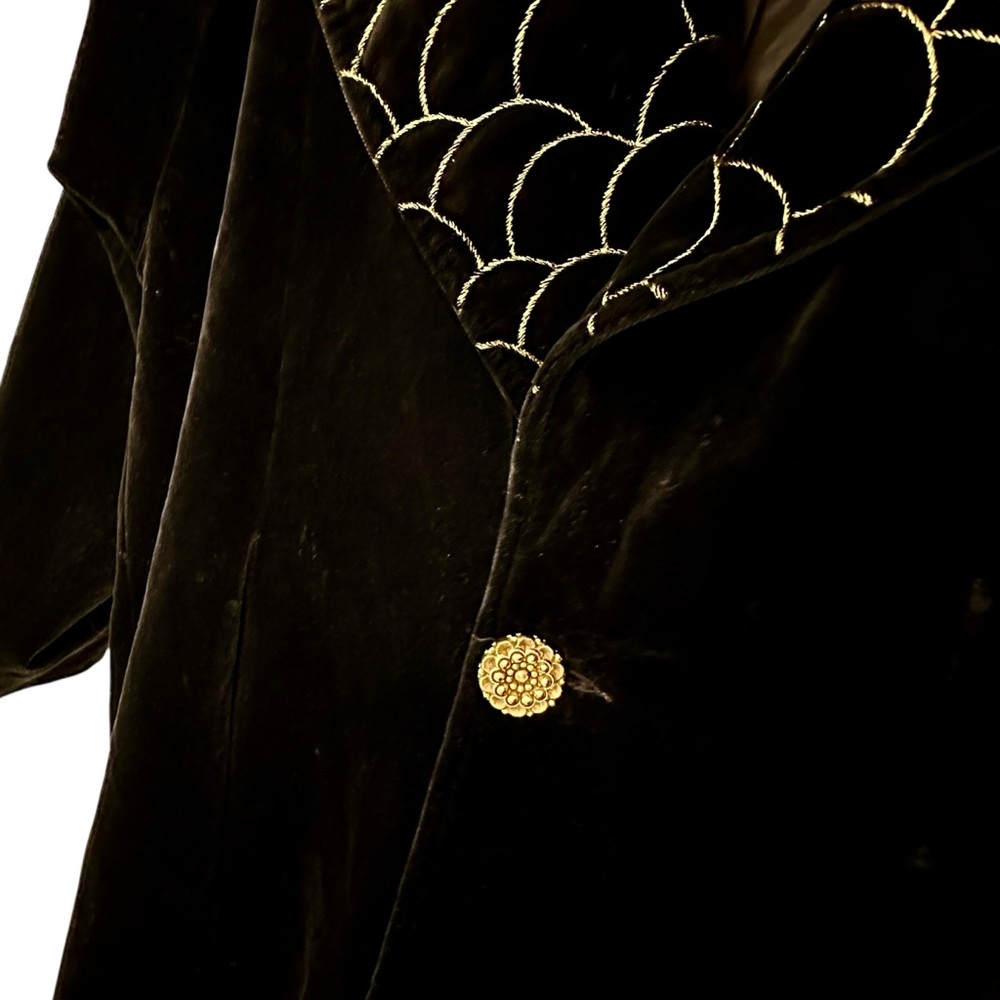 🔥 HOST PICK 🔥 Cattiva Long Velvet Coat Black Vintage L - Picture 9 of 12